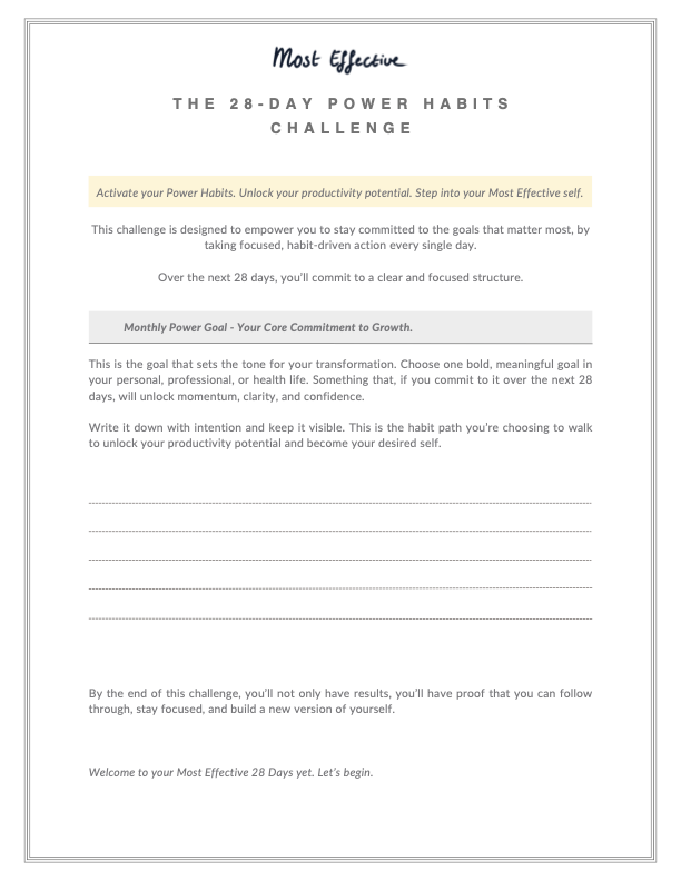 Downloadable - The 28-Day Power Habits Challenge