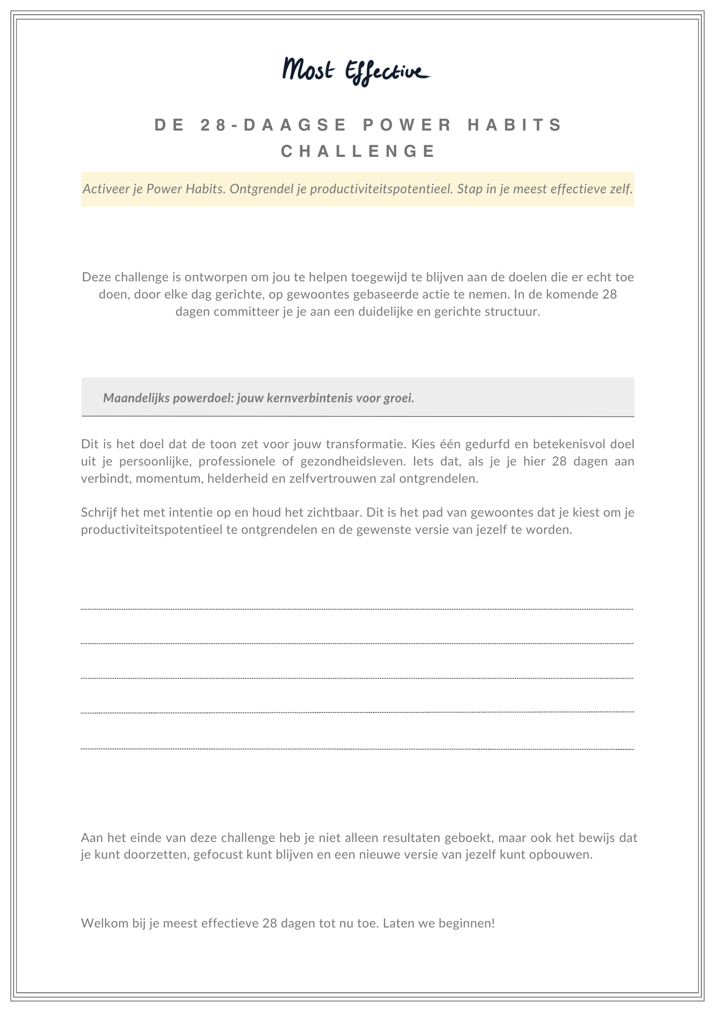 Downloadable - De 28-Daagse Power Habits Challenge