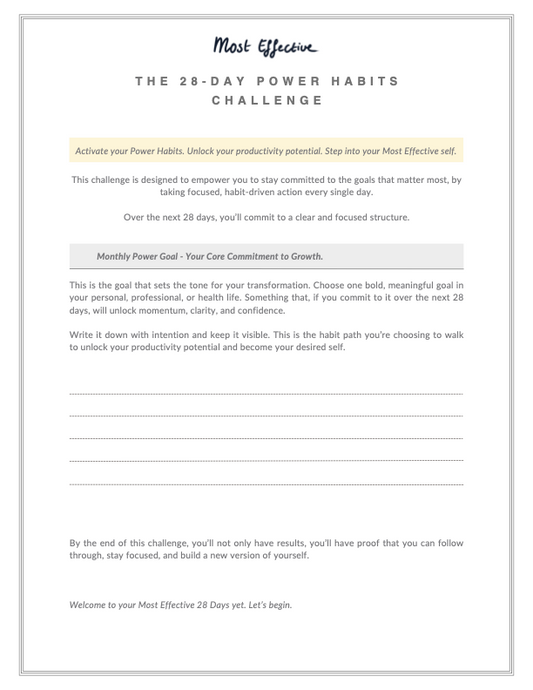 Downloadable - The 28-Day Power Habits Challenge