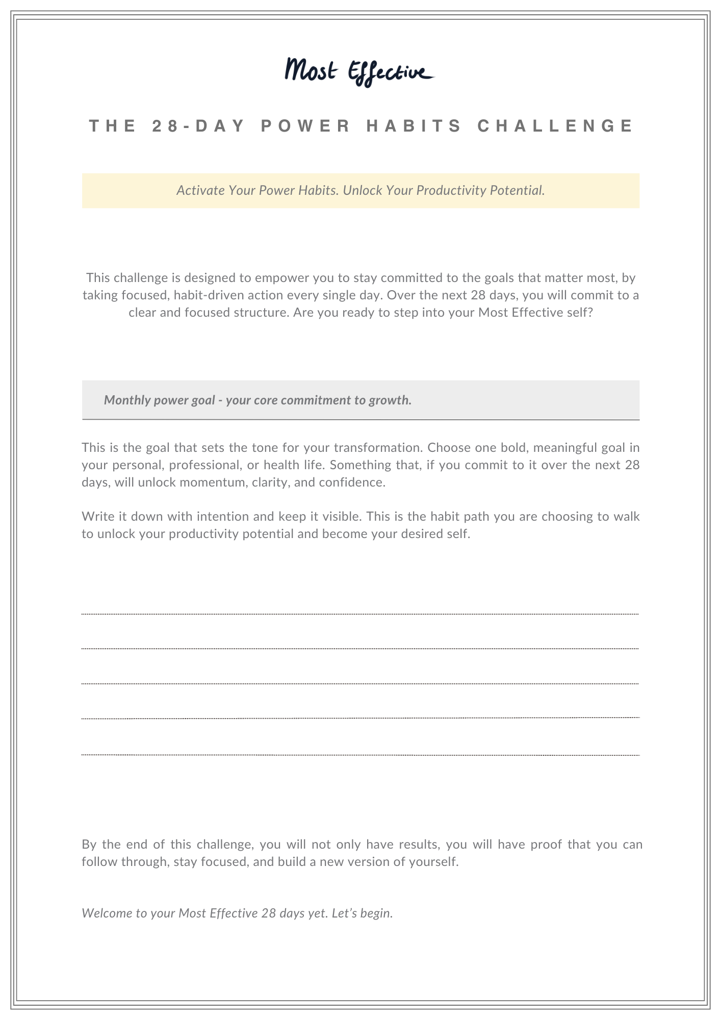 Downloadable - The 28-Day Power Habits Challenge