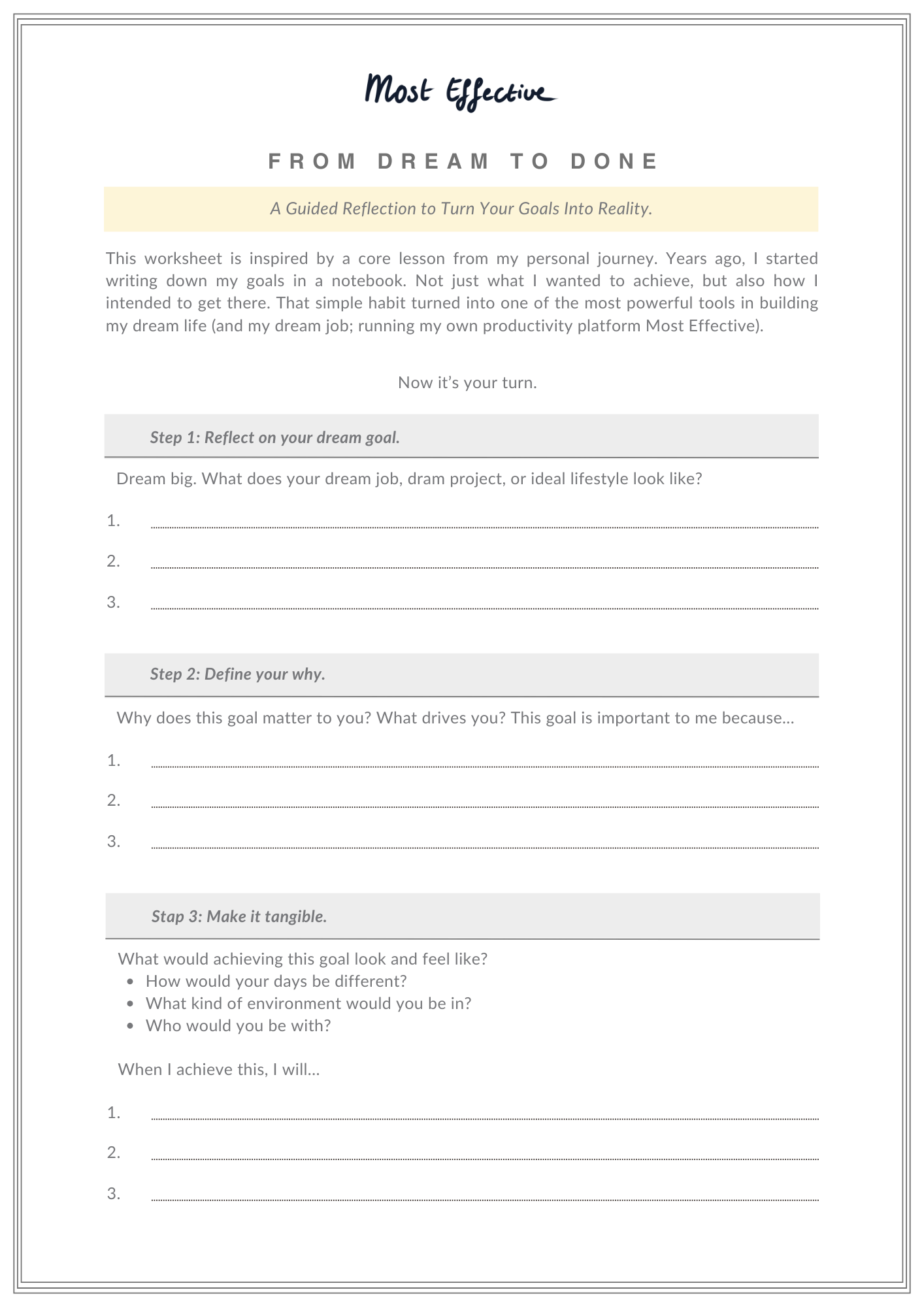 Downloadable - From Dream To Done